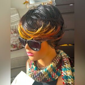 ✨NEW Freetress Equal Kissy Golden blonde red Highlights Bob Pixie Women's Wig